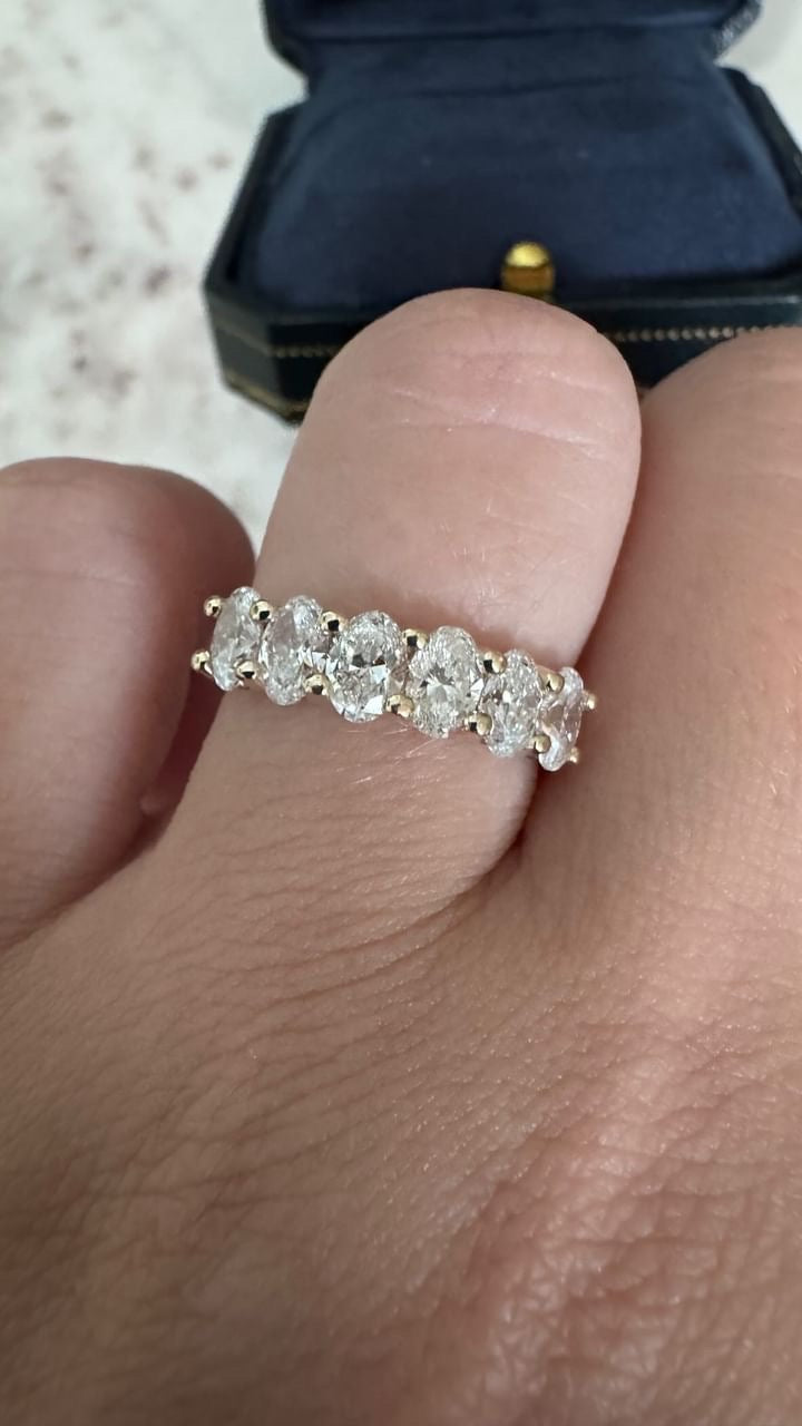 10k yellow gold size 6.25 oval lab diamond band